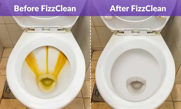 Before and after FizzFoam Flush